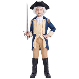 Disfraz presidencial para niños, traje de cosplay para fiesta de Halloween, uniforme azul y beige con sombrero y botas - Product Image 3