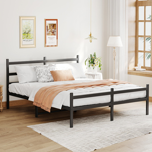 Heavy Duty Metal <strong>Platform</strong> <strong>Double</strong> <strong>Bed</strong> Frame King-Size Twin <strong>Bed</strong> for Home Hotel Apartment USA Stock - Product Image 1