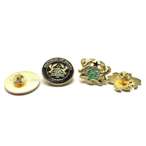 Latest Design! Ghana Gold Plating Metal Brooch Metal Lapel Pin With Butterfly Clutch