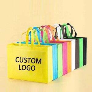 Sacs fourre-tout personnalisés de haute qualité avec logo imprimé, en non-tissé recyclé, imperméables, légers, réutilisables, pliables, de différentes tailles pour le shopping - Product Image 3