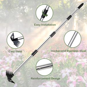 Attrezzo Manuale 2-in-1 in Acciaio Inox per Rimozione Erbacce con Manico Lungo 60\" Robusto Zappa da Giardinaggio ODM per Prato Cortile Giardino - Product Image 3