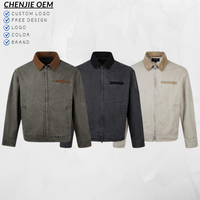 Veste en coton vintage épaisse sur mesure, coupe ample, col rabattu, style streetwear américain, veste décontractée, fabricant OEM