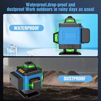 Niveau laser vert industriel 3D/4D à 12/16 lignes, 360 degrés, avec ligne laser croisée, alimentation par batterie au lithium, qualité DIY, vente en gros