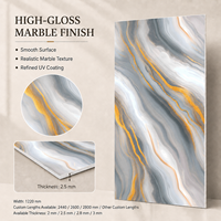 Panneau mural en PVC effet marbre gris or agate MORLENX, haute brillance, imperméable, pour murs décoratifs d'hôtel