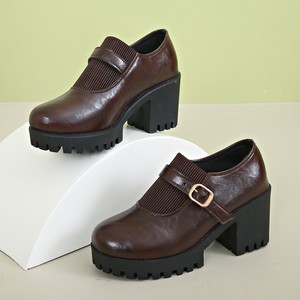 Platform Thick Heel Deep Mouth Professional Shoes for Women Autumn Plus Size Thick Sole British High-heeled Small Shoes - Product Image 6