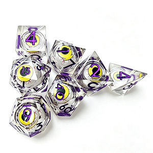 ชุดลูกเต๋าเรซิ่นใสขอบคม 7 ชิ้น ลายดราก้อนอายสีแดงเลือด สำหรับเกม DND COC RPG ขายส่ง - Product Image 3