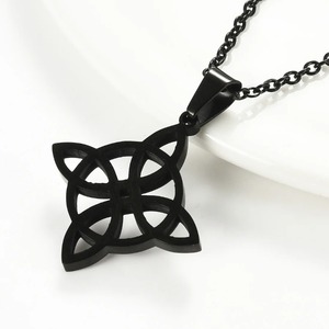 Collar con Colgante de Nudo Trineo Celta Irlandés de Acero Inoxidable, Nudo de Bruja, Ankh, Cruz Plateada, Dorada y Negra, Joyería Amuleto - Product Image 6