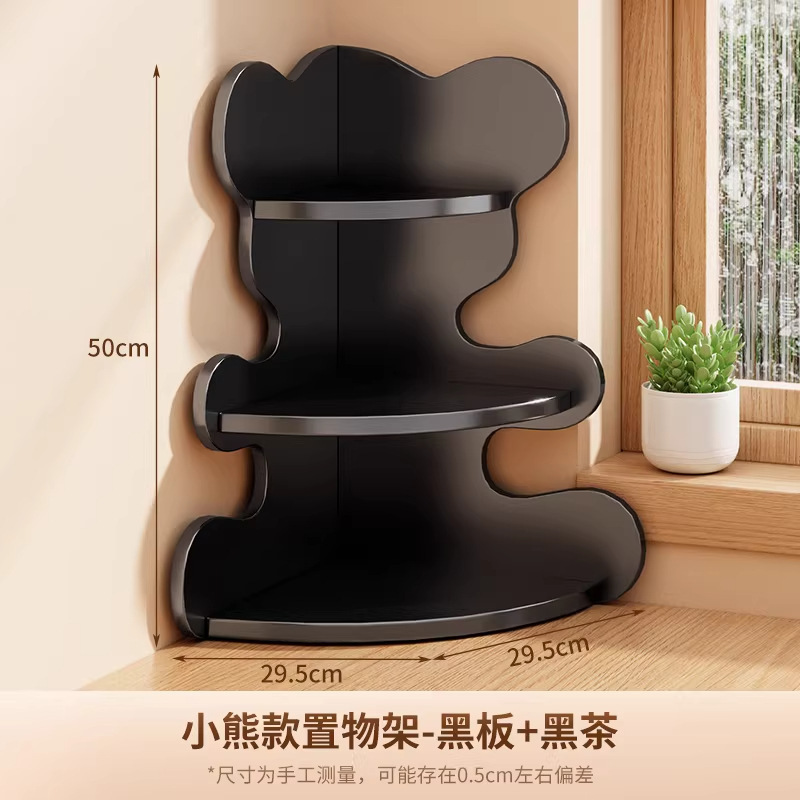Bear Design - Corner Shelf [Black Tea Stand, Black Shelves]