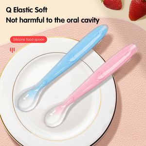 Food Grade Silicone Cute Toddler <b>Cutlery</b> <b>Set</b> Newborn Training Spoon Fork Home Decor Utensils for <b>Kids</b> - Product Image 3