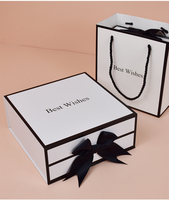 Boîte-cadeau personnalisée de luxe avec décoration en ruban blanc, boîte en carton magnétique pour bijoux, parfum