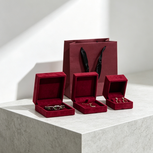FORTE Red High-end Simple <b>Jewelry</b> Packaging Set <b>Box</b> with Magnetic Closure Velvet Lining for Rings and <b>Necklaces</b> - Product Image 4