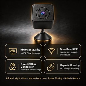 S9 Mini WiFi <b>Security</b> <b>Camera</b> 1MP, Dual Band 2.4G&5G, 50M AP Hotspot Offline Connection, IR Night Vision, Motion Detection - Product Image 2