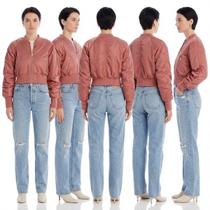 Blouson bomber à capuche pour femme, 100% polyester, tissu en toile, imperméable, coupe-vent, fermeture éclair, col mandarin, doublure en soie, coton - Product Image 5