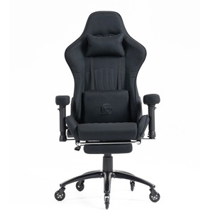 Silla <span class=keywords><strong>de</strong></span> Oficina Ergonómica <span class=keywords><strong>para</strong></span> <span class=keywords><strong>Adultos</strong></span> <span class=keywords><strong>de</strong></span> 400 Libras, Respaldo Alto, con Reposapiés y Reposabrazos 2D, Silla <span class=keywords><strong>de</strong></span> Videojuegos Negra con Soporte Lumbar - Product Image 2