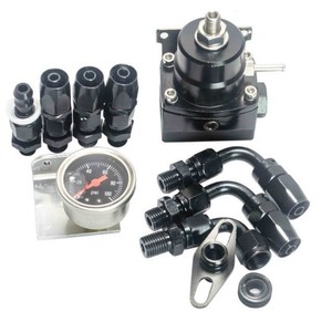 Régulateur de pression de carburant tout noir avec kit de raccords 65-96 psi pour mise à niveau du moteur 4 cylindres - Product Image 2