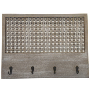 Étagère murale moderne et écologique multifonctionnelle avec 5 crochets pour clés, en bois MDF + métal, couleur personnalisée - Product Image 4