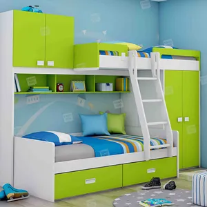Fabrika toptan yatak odası mobilyası çocuk anne yüksek ve düşük yatak çift merdiven çekmece kabin çocuk yatağı
