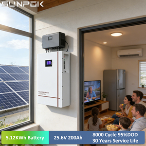 Batería de Litio Lifepo4 SUNPOK Energy con 10 Años de Garantía, Sistema de Almacenamiento de Energía para el Hogar, <span class=keywords><strong>Powerwall</strong></span> 5.12kwh 10kwh 15kwh 20kwh 24v 200ah - Product Image 1