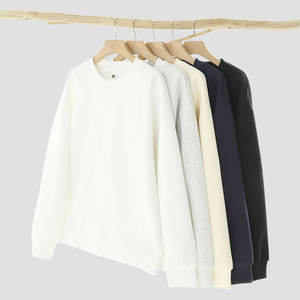 เสื้อสเวตเตอร์คอกลมผ้าคอตตอน100% แบบสวมหัวสไตล์สตรีทแวร์ผ้าคอตตอนแท้พิมพ์ลายเรียบ - Product Image 1