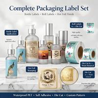 Autocollants pour soins de la peau avec estampage à chaud en marque privée, étiquettes autocollantes en PET imperméables pour l'emballage de flacons de sérum cosmétique