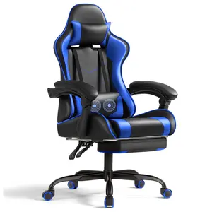 Malaysia Hot Sale Pc premium Blue Gaming Chair Swivel Seat Pro Massage Silla Gamer Racer Leather Video Game Chair with Footrest