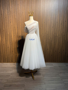 Elegante Vestido de Noche de Gasa de Seda con Corte en A para Mujer, Manga Regular, Decoración de Pedrería de Alta Gama, Transpirable y Cómodo - Product Image 3