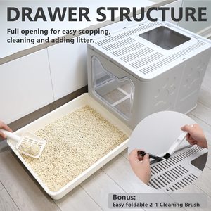 Caja de arena para gatos, lavabo para inodoro para mascotas, perros semicerrada caja de arena para limpiar, bandeja para perros y gatos, caja de arena antisalpicaduras para gatitos - Product Image 2