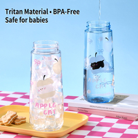 Bouteille d'eau en plastique multifonctionnelle personnalisable avec logo, double compartiment, couvercle anti-fuite, gobelet portable avec paille et sangle de transport pour enfants
