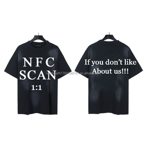 T-Shirt NFC SCAN di Alta Qualità per Uomo, Abbigliamento Hells Y2K Streetwear, Magliette Personalizzate 100% Cotone con Stampa Vintage a Stelle - Product Image 2