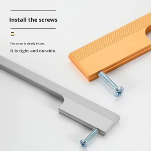 Allzweck-Zuggriffe aus Aluminiumlegierung in Gold, Schwarz und Grau für Premium-Kleiderschränke und Kommoden (Moderner Kücheneinsatz) - Product Image 3