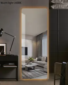 Hot Smart Modern Ingelijst Badkamerspiegel 4Mm Full-Length Muur Touch Knop Multi-Functionele Home Hotel Dressing Decoratief Glas