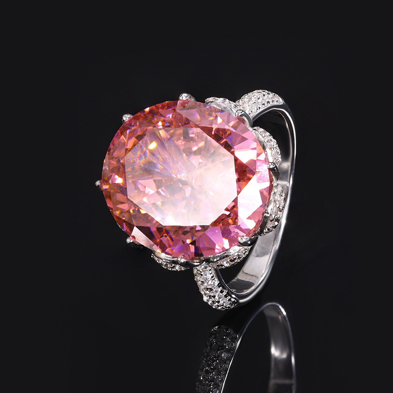Ice Flower cut pink-orange ring