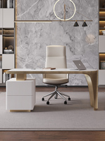 Bureau en marbre de style nordique moderne et luxueux pour le bureau et la maison, bureau d'ordinateur en acier inoxydable