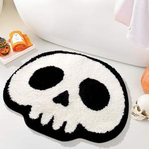 Felpudo de Cachemira sintética con telaraña para Halloween, alfombrilla antideslizante absorbente de agua para decoración de puerta de baño - Product Image 6