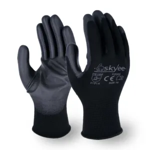 SKYEE hohe Geschicklichkeit pu beschichtet schwarz Nylon schnittfest anti-rutsch atmungsaktiv sicherheit arbeit gartenhandschuhe für ausrüstung