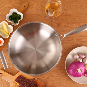Personalizado en blanco duradero de acero inoxidable Hotel cocina <span class=keywords><strong>grande</strong></span> sin patrón de panal gran tapa de vidrio huevo frito freír wok sartén - Product Image 5