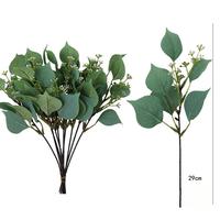 Feuilles d'eucalyptus artificielles à tige unique de 29 cm avec fruits, fausses feuilles de Dollar d'argent, pour bouquet de mariage, décoration intérieure, verdure