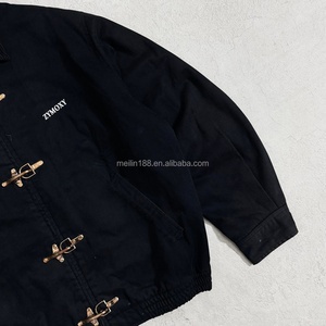 Custom Fireman Clasp Bomber Workwear Work Jeans Street Casual Wear Lining <b>Flannel</b> Fabric Heavyweight Work Workwear <b>Jacket</b> Men - Product Image 5