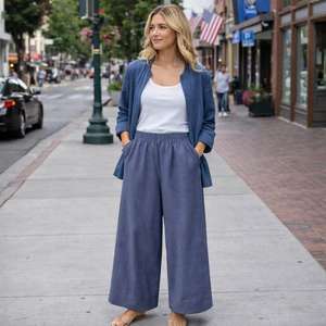 Fornitore di Alta Qualità di <span class=keywords><strong>Abbigliamento</strong></span> Femminile, Pantaloni Lunghi in Lino su Misura, Stile <span class=keywords><strong>Retrò</strong></span> Casual e Traspirante per Donne - Product Image 1