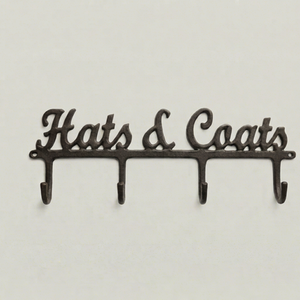 Premium Hats & Coats Wall Mounted Metal <b>Hook</b> Rack 4 <b>Hooks</b> Vintage Style Rust Resistant Coat Hat Storage - Product Image 1