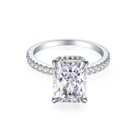 Hete Verkoop S925 Sterling Zilver Hoge Carbon Diamanten Ring Luxe Ijs Bloem Gesneden Zirkoon 8*11 Gekleurde Edelsteen Dames Ring