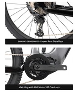 Bicicleta Eléctrica Premium de Montaña con Suspensión Completa, Cuadro de Carbono, Motor Central de 500W, Batería de 720Wh, 12 Velocidades, Ruedas 29er, 4 Pistones, 203mm, Largo Alcance