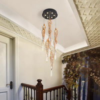 Lámpara de Araña de Cobre Artística, Creativa, Ajustable en Altura, con Cristales Grandes, Estilo Vintage, Moderna, para Vestíbulo de Villa o Escalera