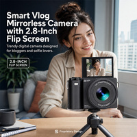 Cámara Compacta 4K UHD para Selfies con Pantalla Giratoria de 180°, 64MP, Autoenfoque, Zoom 16X y Grabador de Sonido Profesional para Aficionados a la Fotografía