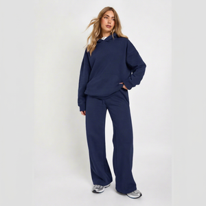<b>Women</b> <b>Navy</b> Blue Oversized <b>Hoodie</b> Wide Leg Sweatpants Set Casual Tracksuit Two Piece Lounge Wear Athleisure Casual <b>Women</b> Outfit - Product Image 1