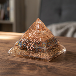 Escultura de pirámide de orgón de cobre hecha a mano con diseño en espiral para decoración coleccionable de arte. - Product Image 2
