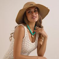 Nouveau Bracelet Tendance pour Femme, Style Exagéré, Grand Cœur, Perles en Pierre Naturelle et Verre, Pendentif pour Femme