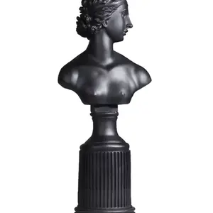 Estátua de busto de poliresina de poliresina, estatueta de escultura de deus, decoração de casa, artesanato com resina (preto)