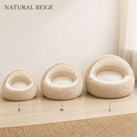 Coussin rond en peluche pour animaux de compagnie, nid douillet pour chiens et chats à poils longs, coussin portable pour une utilisation à la maison