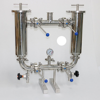 Filtre double en acier inoxydable sanitaire DN50 de qualité alimentaire pour conduite de tuyauterie avec vanne de décharge